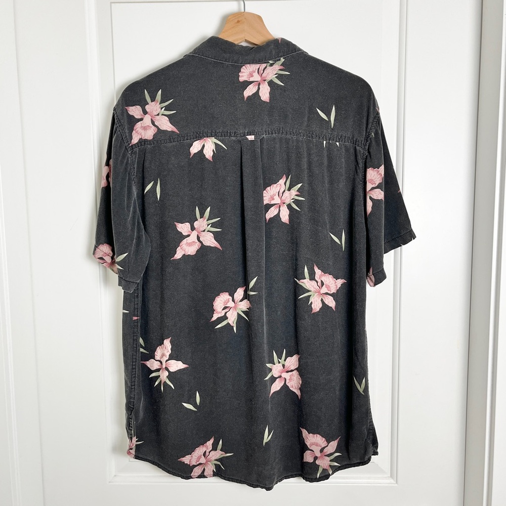 Cotton On Vintage Remastered Faded Black Pink Tropical Floral Hawaiian Shirt, M - Picture 6 of 13